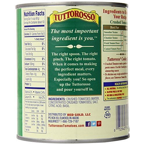 Tuttorosso Crushed Tomatoes With Basil, 28Oz Cans Pack Of 6