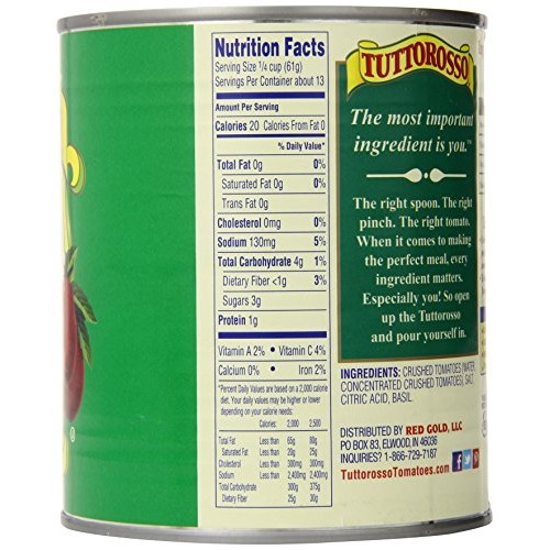 Tuttorosso Crushed Tomatoes With Basil, 28Oz Cans Pack Of 6