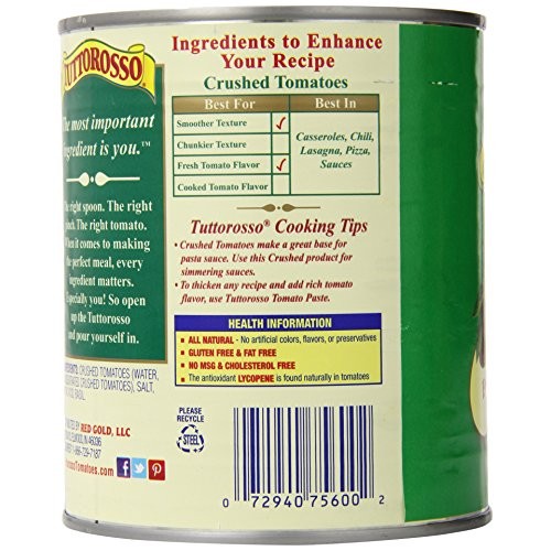 Tuttorosso Crushed Tomatoes With Basil, 28Oz Cans Pack Of 6