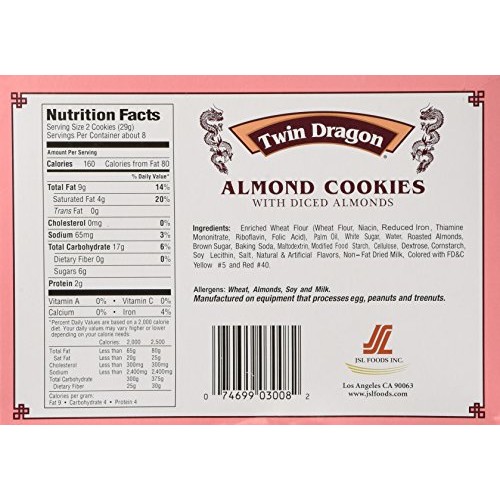Twin Dragon Almond Cookies, 8 Oz Pack Of 2