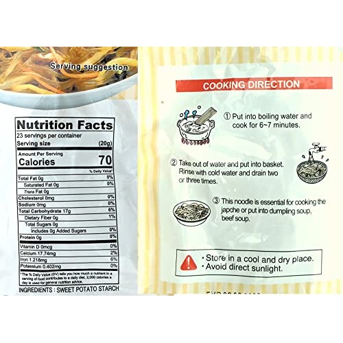 Hanasia Korean Sweet Potato Glass Noodles, Japchae Vermicelli Pa