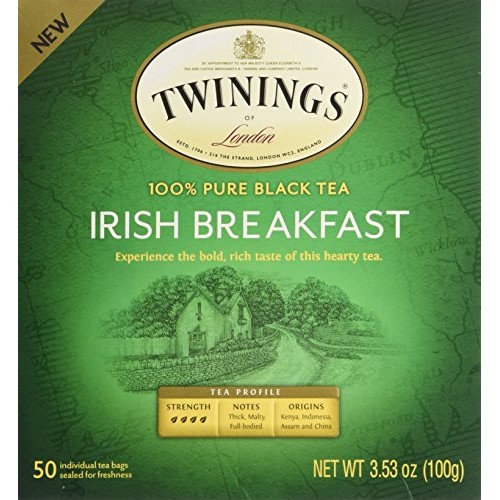 Twinings Irish Breakfast Black Bagged Tea, 50 Count