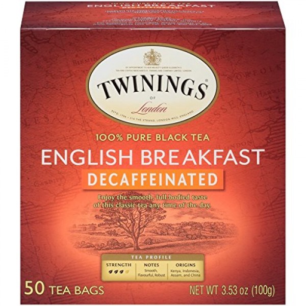 Twinings of London Decaffeinated English Breakfast Herbal Tea Ba...