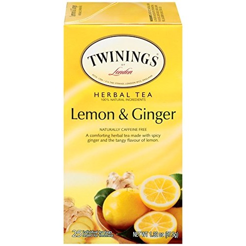 Twinings Of London Lemon &Amp; Ginger Herbal Tea Bags, 25 Count Pac