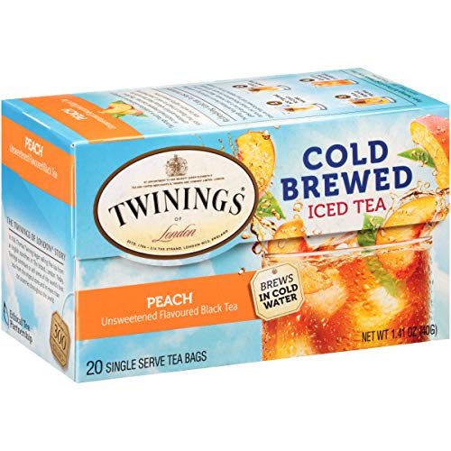 Twinings Peach Cold Brewed Iced Tea Bags, 20 Count Pack of 6 Twinings Peach Cold Brewed Iced Tea Bags, 20 Count Pack of 6