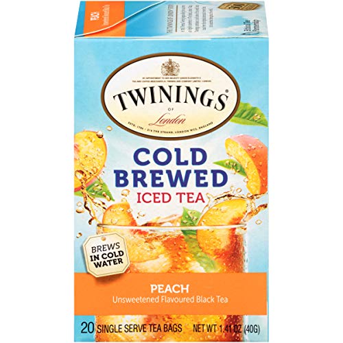 Twinings Peach Cold Brewed Iced Tea Bags, 20 Count Pack of 6 Twinings Peach Cold Brewed Iced Tea Bags, 20 Count Pack of 6