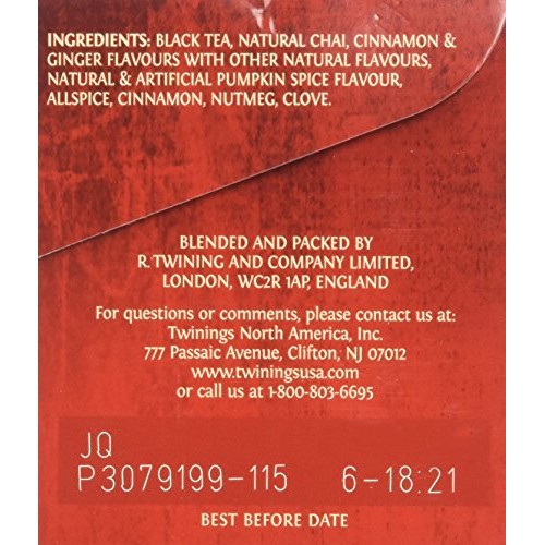 Twinings Pumpkin Spice Chai Tea, 40 Count