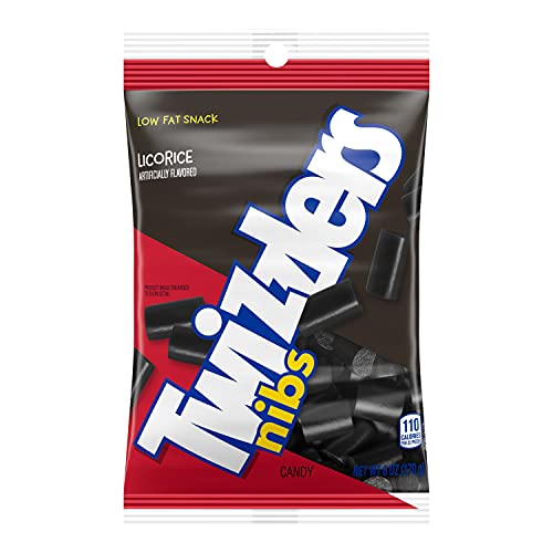 Twizzlers Licorice Candy, Black Licorice Nibs, 6 Ounce Pack Of 12
