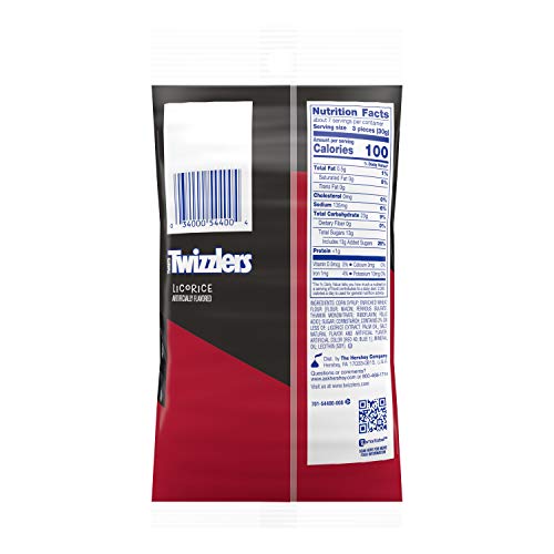Twizzlers Licorice Candy, Black Licorice, 7 Ounce Pack Of 12