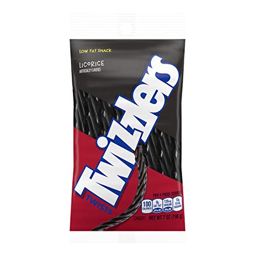 Twizzlers Licorice Candy, Black Licorice, 7 Ounce Pack Of 12