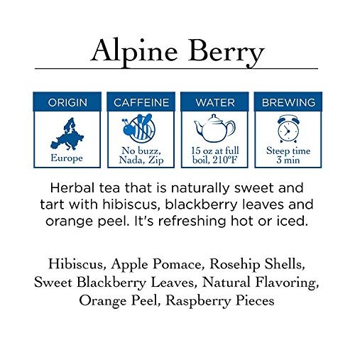 Two Leaves And A Bud Alpine Berry Herbal Tea Bags, Naturally Caf