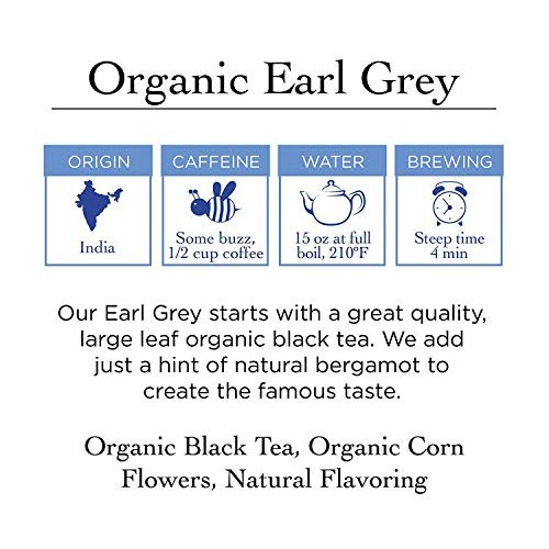 Two Leaves And A Bud Organic Earl Grey Tea Bags, Whole Leaf Blac