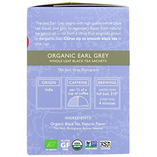 Two Leaves And A Bud Organic Earl Grey Tea Bags, Whole Leaf Blac