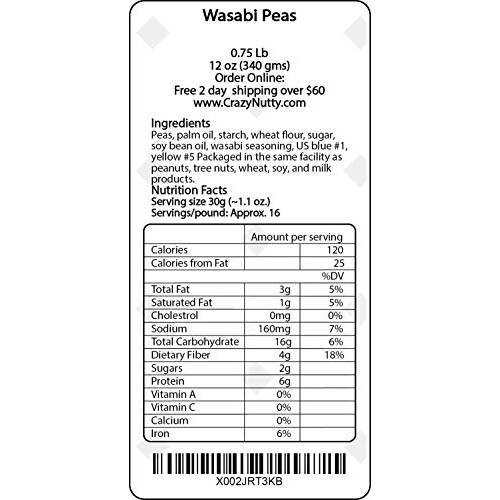 Crazy Nuttys Wasabi Peas - 12 Ounces