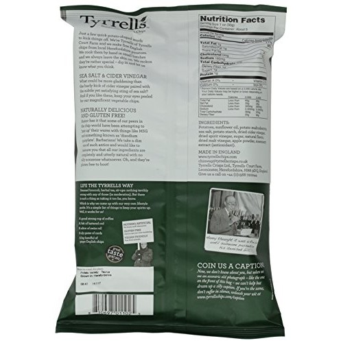 Tyrrells Crisps, Sea Salt And Cider Vinegar, 5.3 Ounce