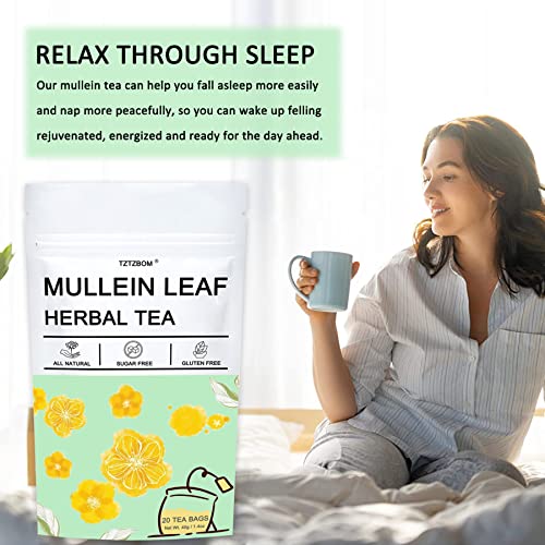 TZTZBOM Organic Mullein Leaf Tea Lung Detox Cleanse Tea, 20 Tea ...