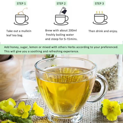 TZTZBOM Organic Mullein Leaf Tea Lung Detox Cleanse Tea, 20 Tea ...