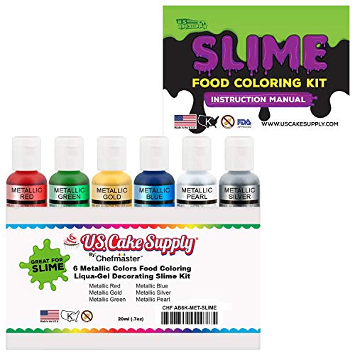 6 Metallic Colors Airbrush Food Coloring Decorating Slime Kit –