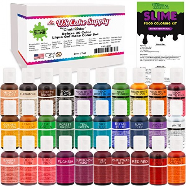 6 Neon Colors Food Coloring Liqua-Gel Decorating Kit - U.S. Art ...