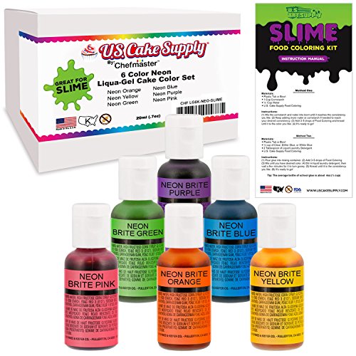 6 Neon Colors Food Coloring Liqua-Gel Decorating Kit - U.S. Art