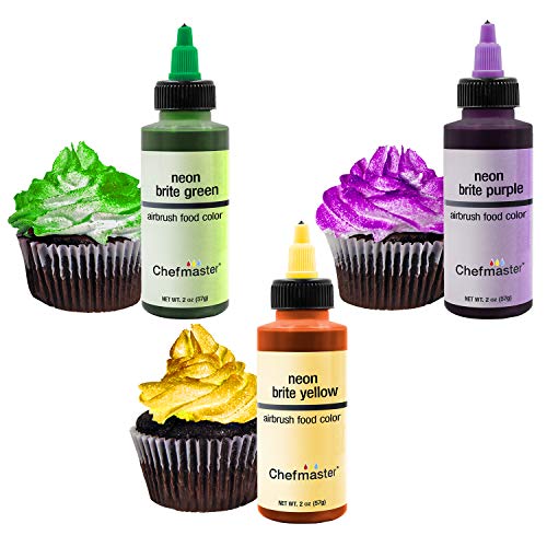 U.S. Cake Supply 2.3-Ounce Neon Airbrush Cake Food Colors 5 Bott