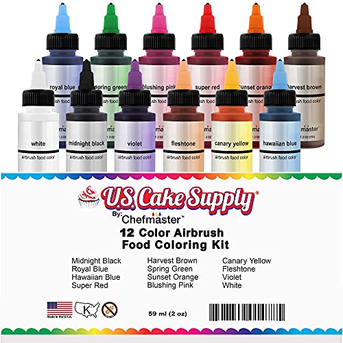 U.S. Cake Supply Airbrush Cake Color Set - The 12 Most Popular C
