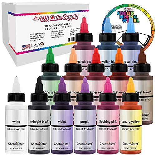 U.S. Cake Supply Airbrush Cake Color Set - The 12 Most Popular C