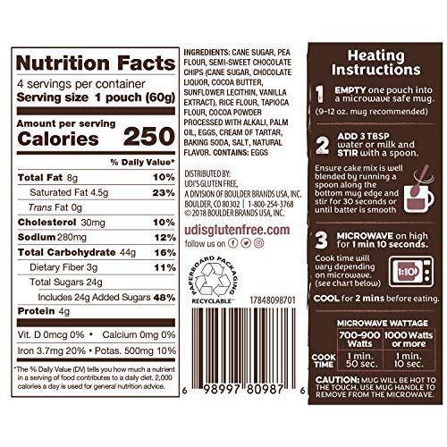 Udis Gluten Free Chocolate Mug Cake, 8.4 Ounce