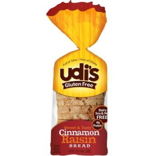 Udis Gluten Free Cinnamon Raisin Bread 12Oz Pack Of 3