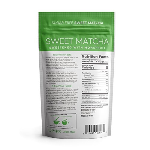 Ujido Sweet Matcha, 16 oz. – Sugar-Free Ceremonial Grade Japanes...
