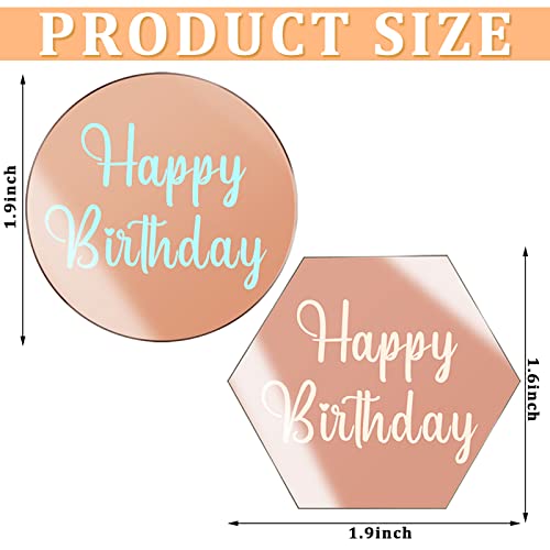 60 Pcs Acrylic Cupcake Toppers Mirror Acrylic Cake Toppers Happy