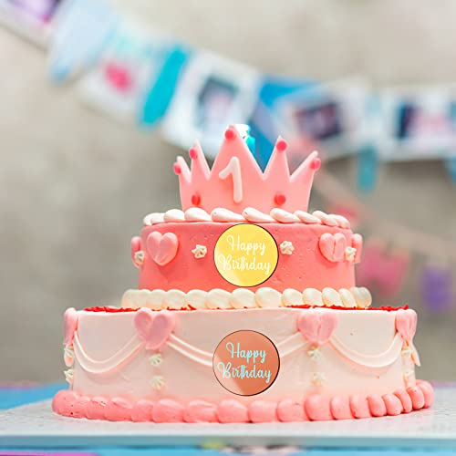 60 Pcs Acrylic Cupcake Toppers Mirror Acrylic Cake Toppers Happy