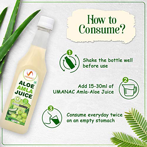 Umanac Aloe Vera Amla Juice, Aloe Gooseberry Mix Juice, Immunity