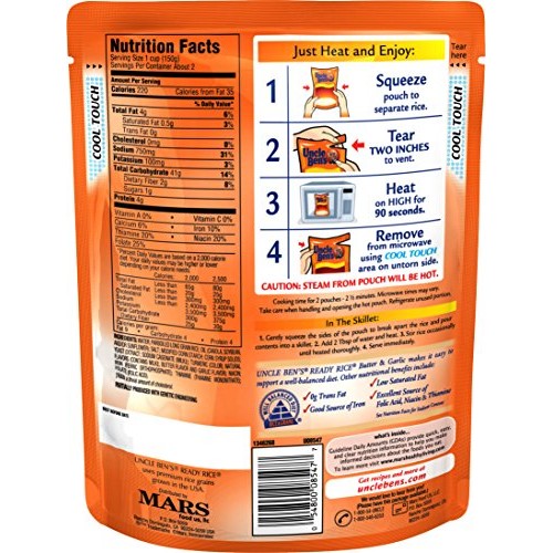 Uncle Bens Ready Rice: Butter &Amp; Garlic Rice, Ready To Heat 8.8