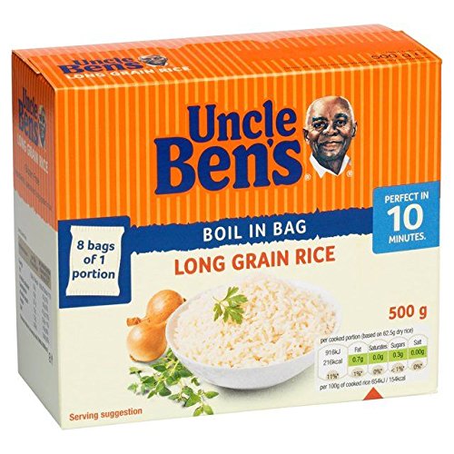 Uncle Bens Long Grain Rice Boil In The Bag - 8 X 62.5G 1.1Lbs