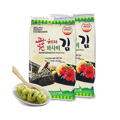Korean Roasted Seaweed Snack, Nori, Spicy Wasabi And Spicy Kimch