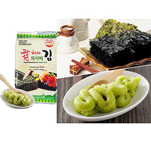 Korean Roasted Seaweed Snack, Nori, Spicy Wasabi And Spicy Kimch