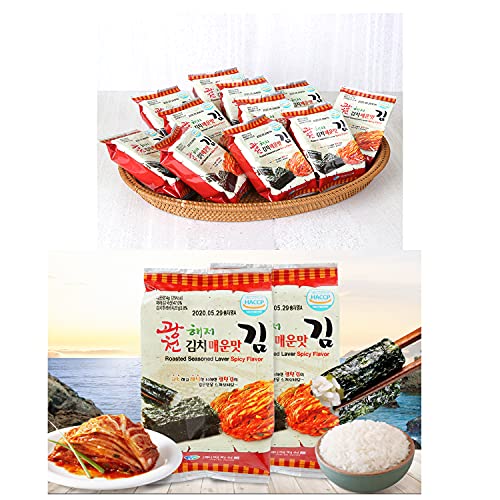 Korean Roasted Seaweed Snack, Nori, Spicy Wasabi And Spicy Kimch
