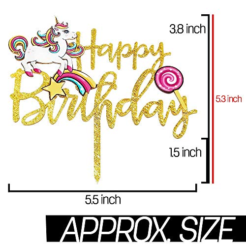 Rainbow Unicorn Birthday Cake Topper-Gold Color Cake Decorating