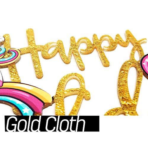 Rainbow Unicorn Birthday Cake Topper-Gold Color Cake Decorating
