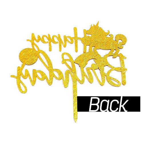 Rainbow Unicorn Birthday Cake Topper-Gold Color Cake Decorating