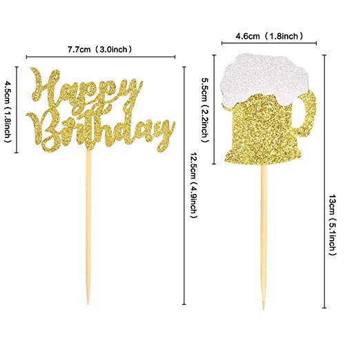 Unimall Pack Of 24 Gold Glitter Happy Birthday Cupcake Topper Be