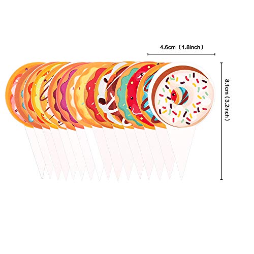 Unimall Pack Of 32 Sweet Donut Cupcake Toppers Colorful Doughnut