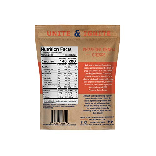 Peppered Genoa Salami Keto Snacks - Union Charcuterie Crisps And