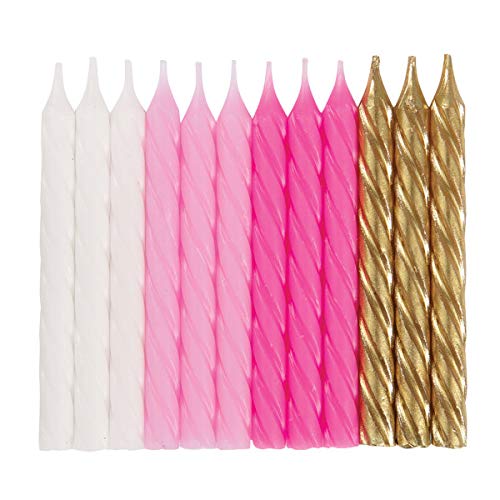Pink, White &Amp; Gold Spiral Birthday Party Candles, 24 Ct.