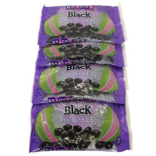 4 Black Jelly Bird Eggs Pack, Each Net Wt 8.25Oz Bag, Brachs Th