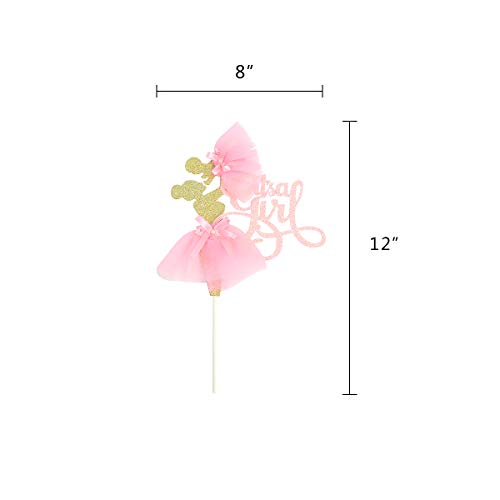 Cake Topper Its A Girl - Gender Reveal Cute Cake Cupcake Glitte