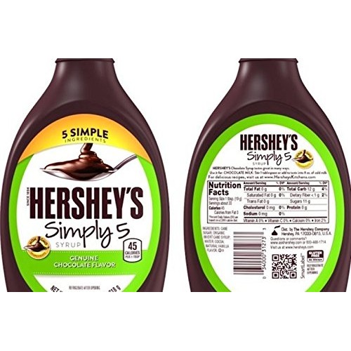 Hersheys Simply 5 Genuine Chocolate Flavor Syrup 2 Pack