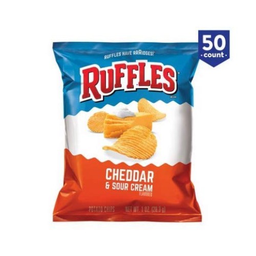 Ruffles Potato Chips, Cheddar &Amp; Sour Cream, 1 Oz, 50-Count Pack
