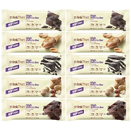 Thinkthin High Protein Super Variety Pack, 2.1 Ounce Pack Of 10